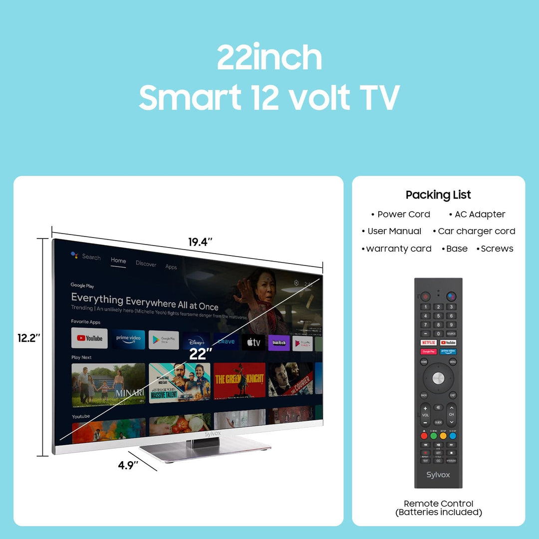 22" Smart 12V RV TV - Marine Series (With DVD Combo)