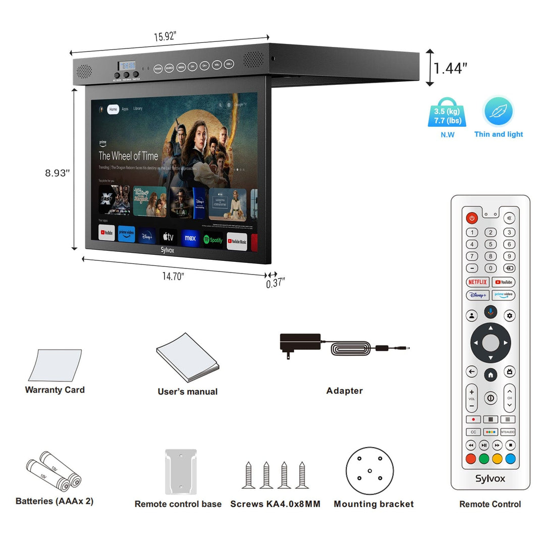 Smart TV 15.6 inches Under Cabinet - Black Kitchen
